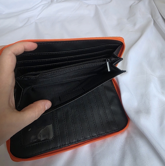 Haute Shore Neoprene Gray Wallet Woth Orange And White Stripes NWT - Picture 6 of 8